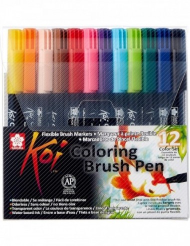 Set 12 rotuladores Koi Coloring Brush pen -Sakura