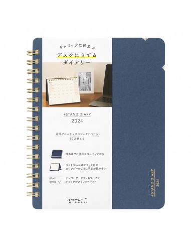 Planificador y Calendario Mensual Plus Stand Diary 2024 Azul - Midori