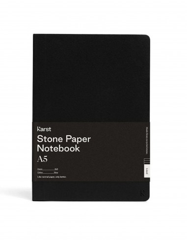 Cuaderno Tapa Blanda Negro A5 Stone Paper (Papel de Piedra)- Karst